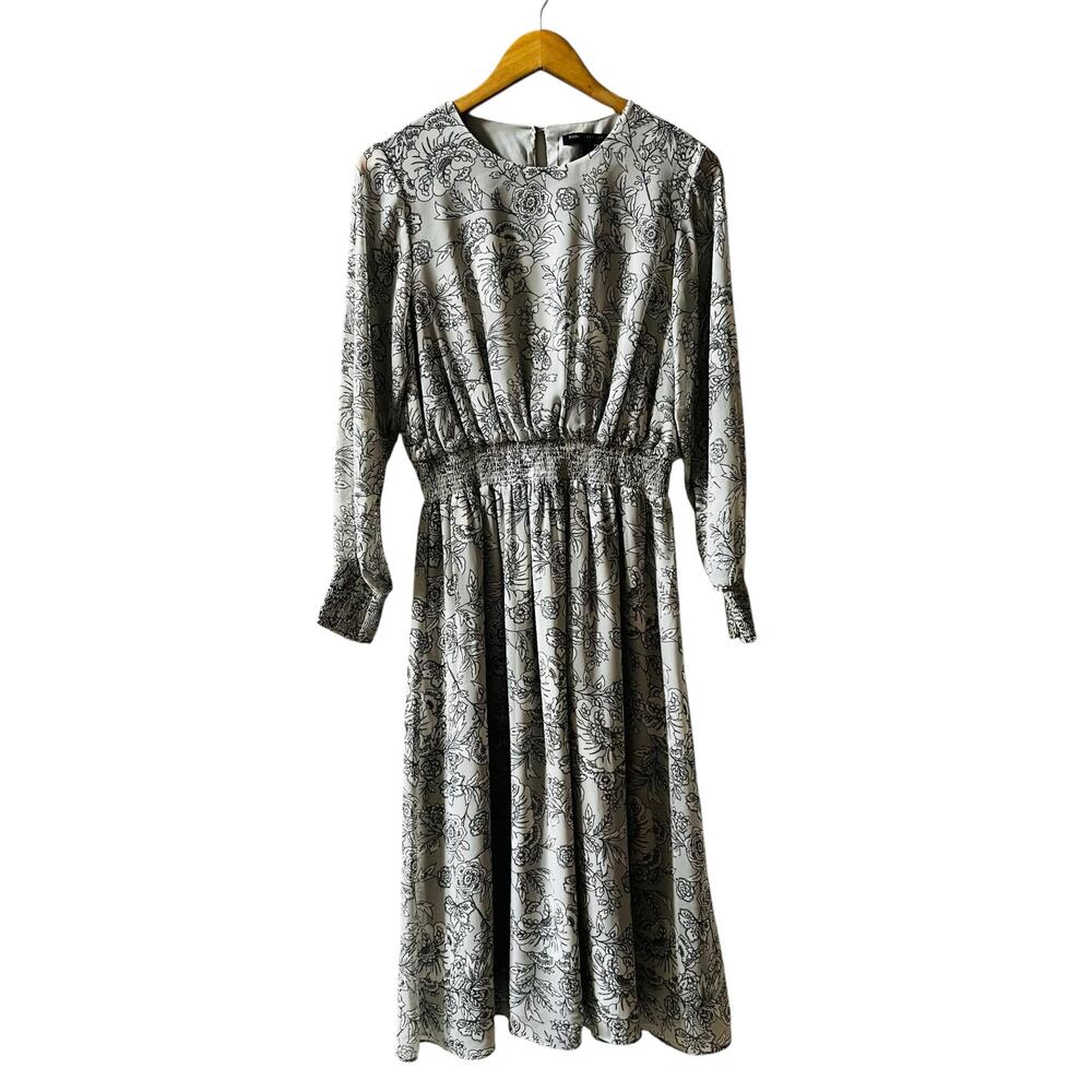 Banana Republic Gray Floral Long Sleeve Dress Size 4
